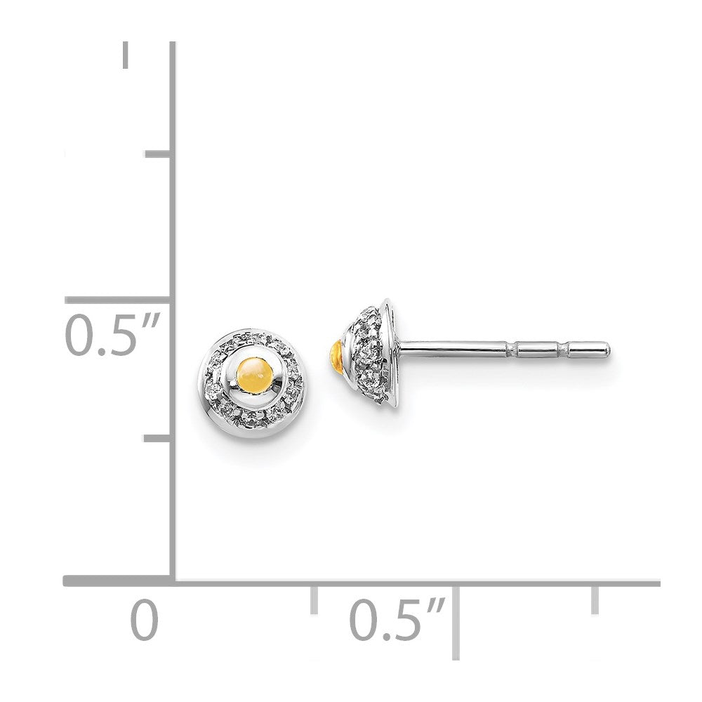 14k White Gold Real Diamond and Cabochon Citrine Earrings EM4030-CI-008-WA