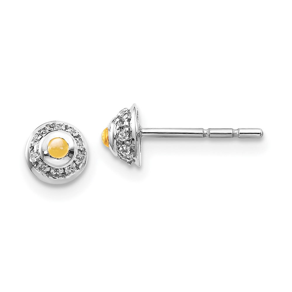 14k White Gold Real Diamond and Cabochon Citrine Earrings EM4030-CI-008-WA