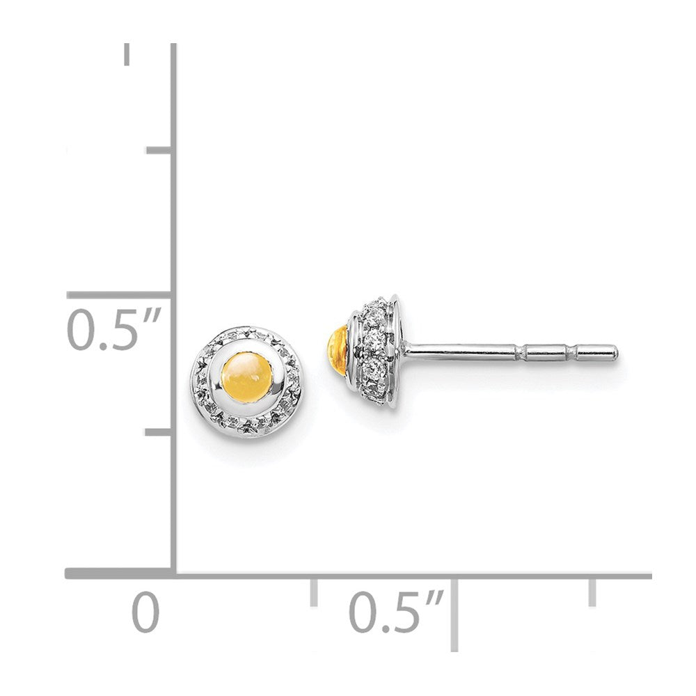 14k White Gold Real Diamond and Cabochon Citrine Earrings EM4030-CI-010-WA