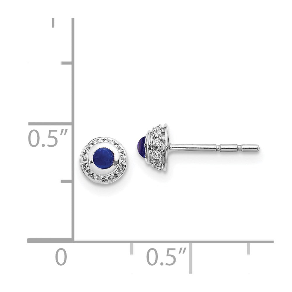14k White Gold Real Diamond and Cabochon Sapphire Earrings EM4030-SA-010-WA