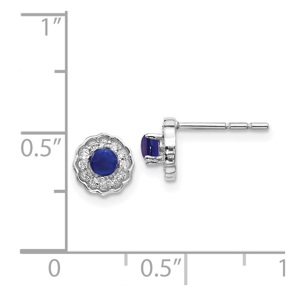 14k White Gold Real Diamond and Cabochon Sapphire Earrings EM4032-SA-010-WA