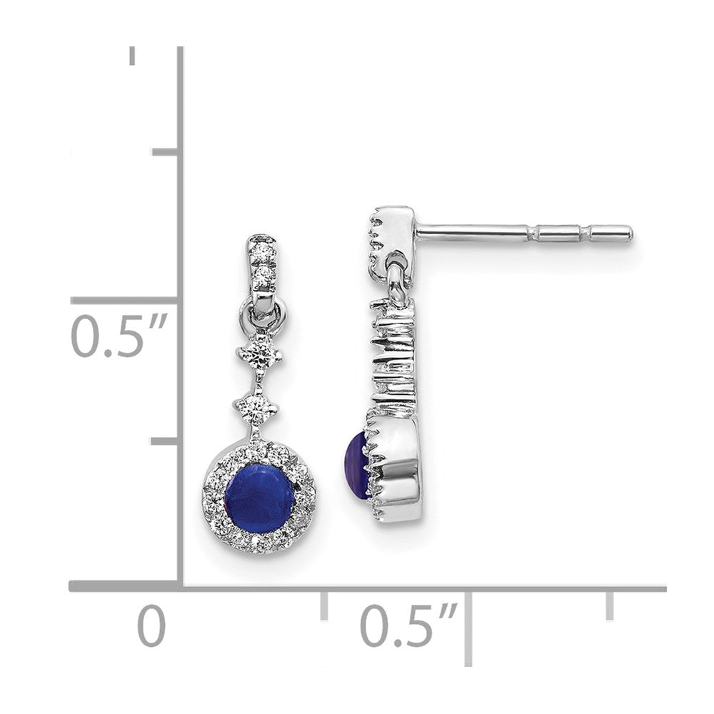 14k White Gold Real Diamond and Cabochon Sapphire Earrings EM4037-SA-016-WA