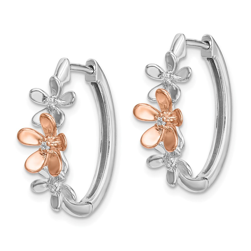14k Yellow Gold Rose and White Gold Real Diamond Earrings EM4038-006-RWA