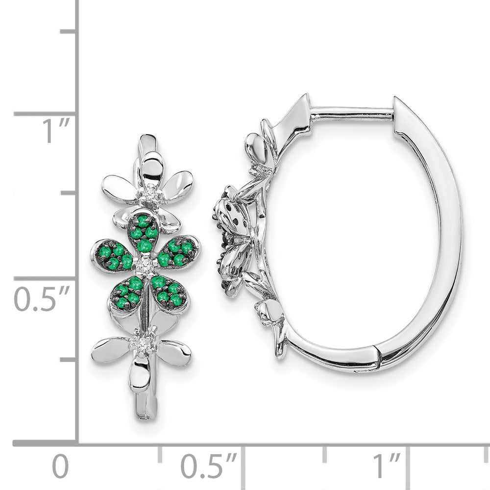14k White Gold Real Diamond and Emerald Earrings EM4044-EM-006-WA