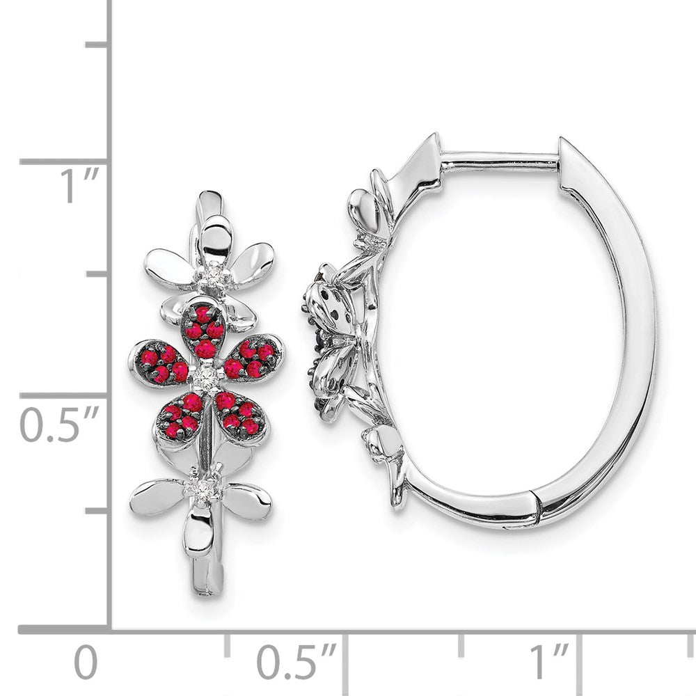 14k White Gold Real Diamond and Ruby Earrings EM4044-RU-006-WA