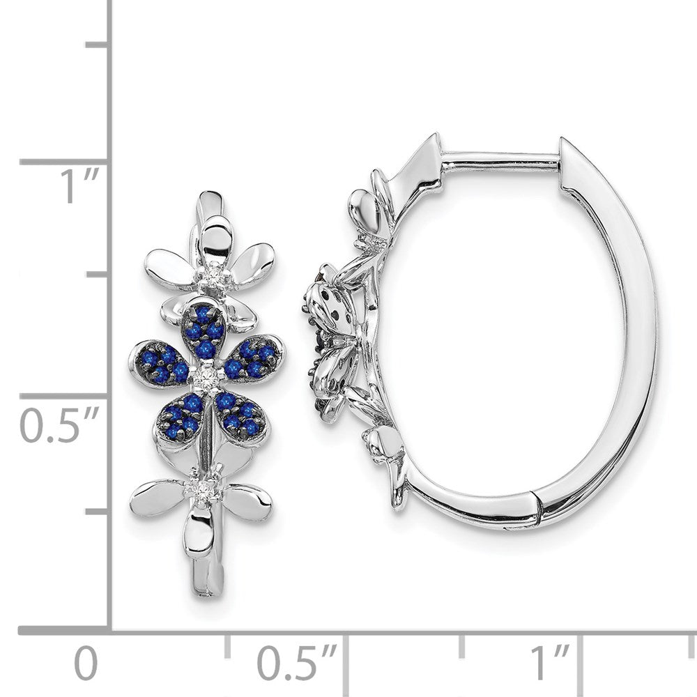 14k White Gold Real Diamond and Sapphire Earrings EM4044-SA-006-WA