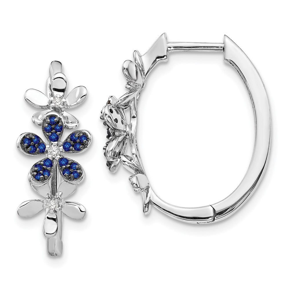 14k White Gold Real Diamond and Sapphire Earrings EM4044-SA-006-WA