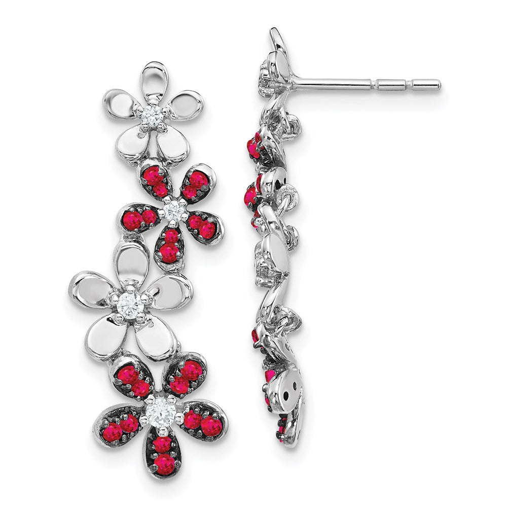 14k White Gold Real Diamond & Ruby Earrings EM4045-RU-016-WA