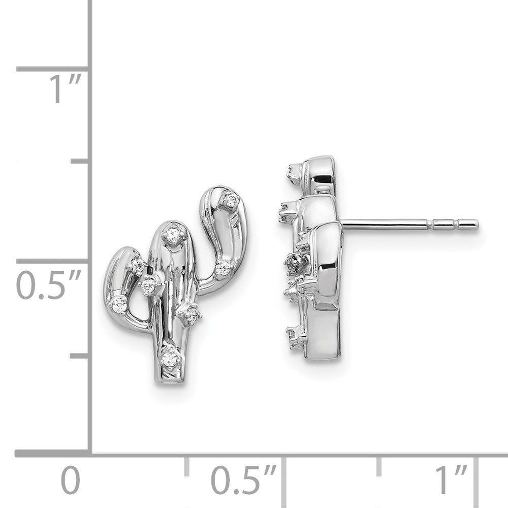 14k White Gold Real Diamond Cactus Earrings EM4048-008-WA