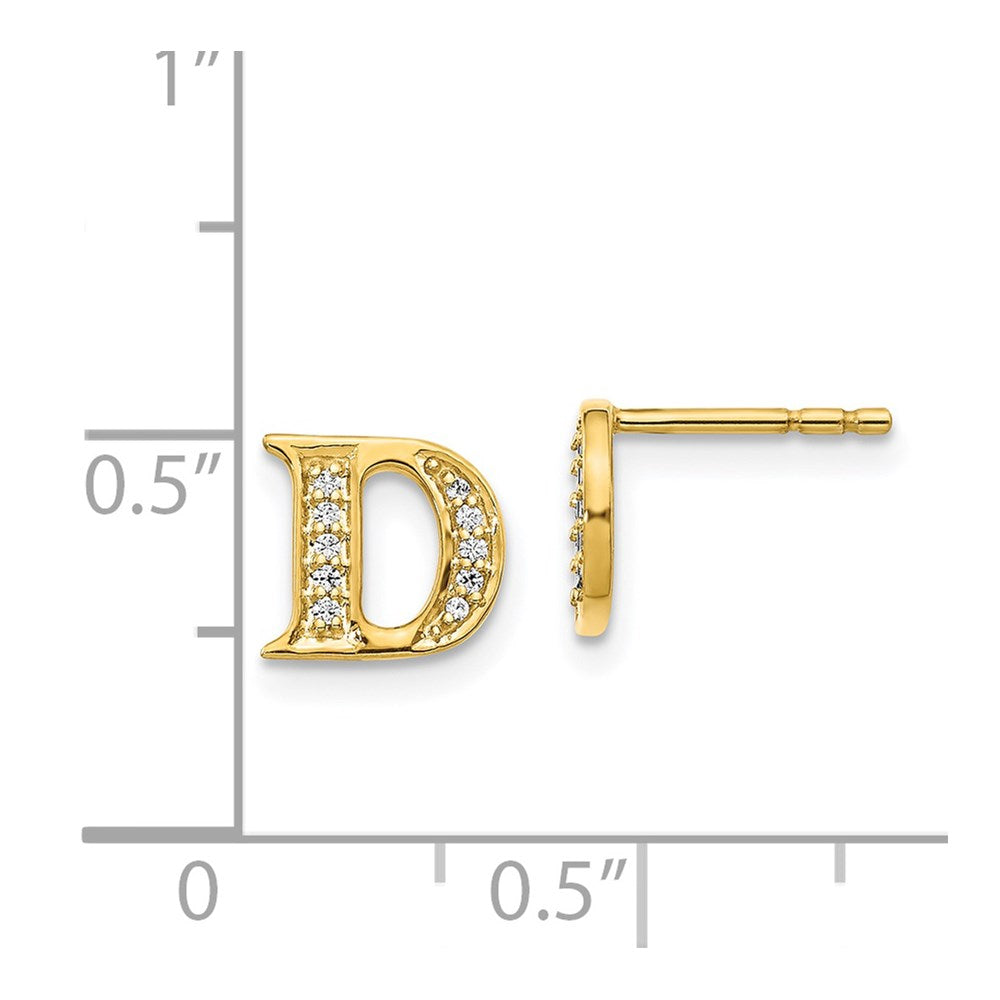 14k Yellow Gold Real Diamond Initial D Earrings EM4170D-008-YA