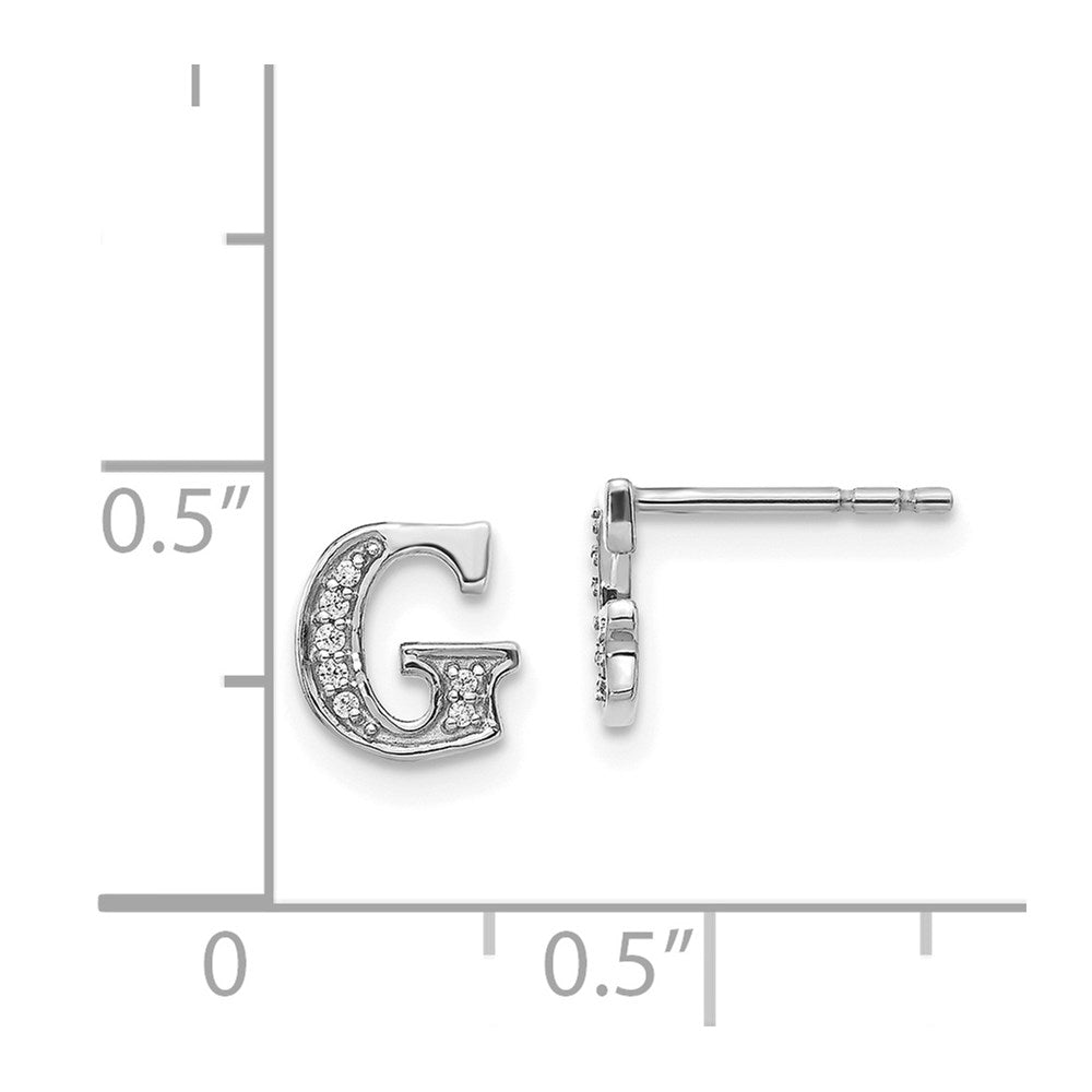 14k White Gold Real Diamond Initial G Earrings EM4170G-005-WA