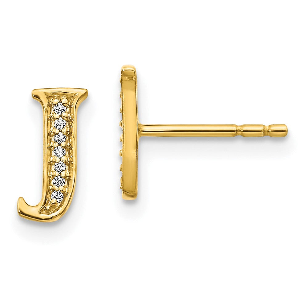 14k Yellow Gold Real Diamond Initial J Earrings EM4170J-004-YA