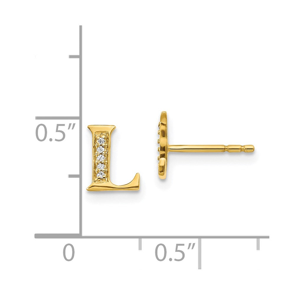 14k Yellow Gold Real Diamond Initial L Earrings EM4170L-003-YA
