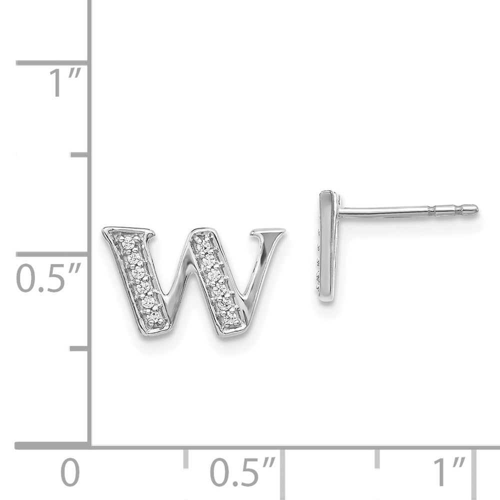 14k White Gold Real Diamond Initial W Earrings EM4170W-010-WA