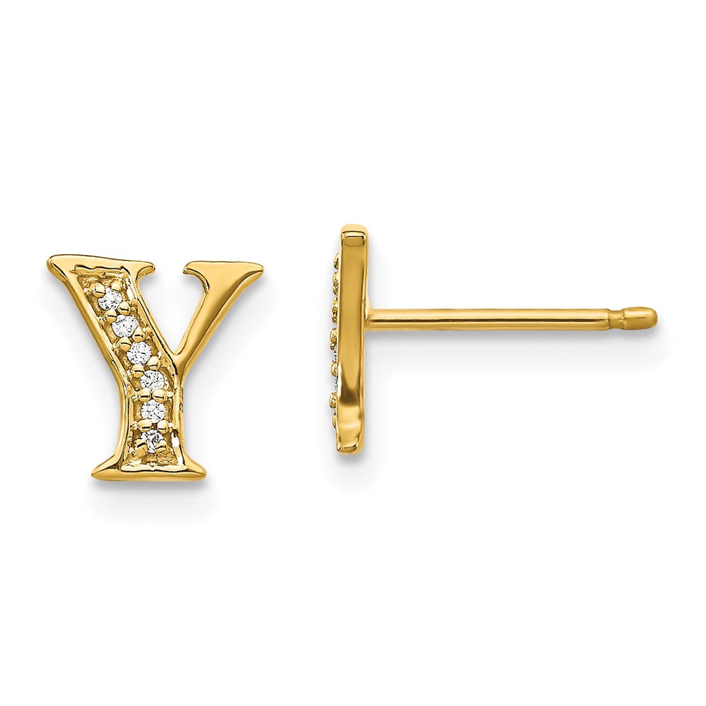 14k Yellow Gold Real Diamond Initial Y Earrings EM4170Y-004-YA