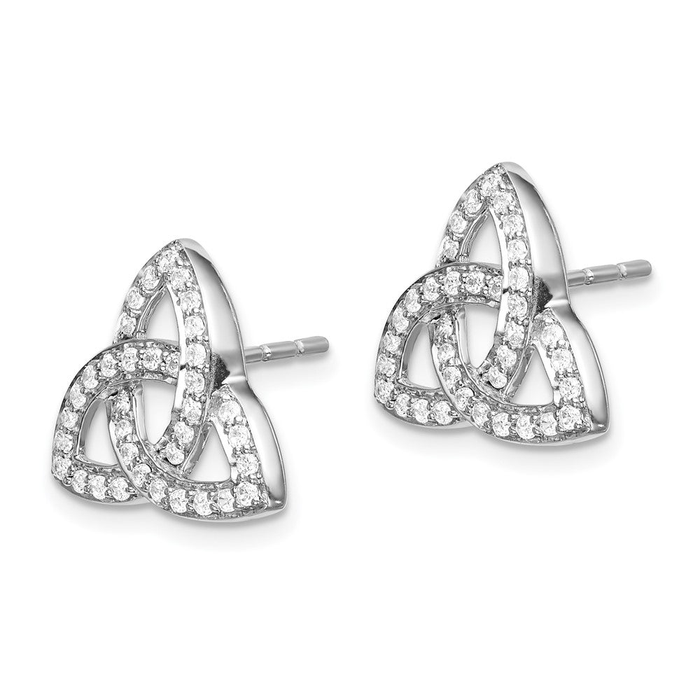 14k White Gold Celtic Knot Real Diamond Earrings EM4185-045-WA
