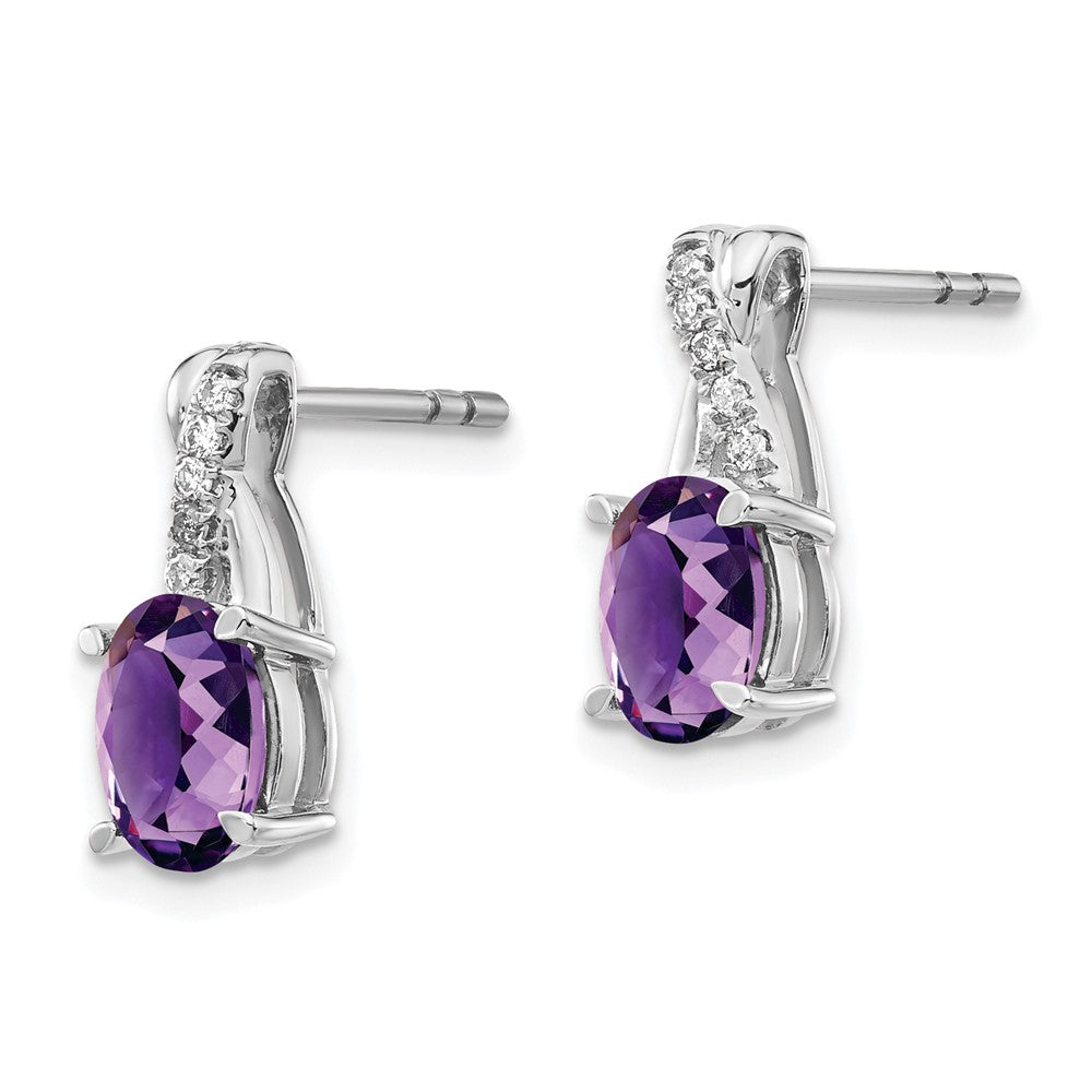 14k White Gold Amethyst and Real Diamond Earrings EM4235-AM-006-WA