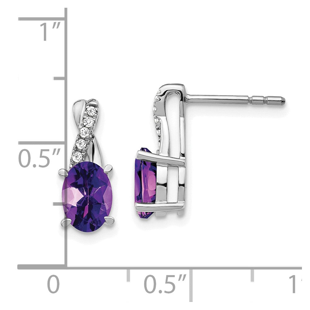 14k White Gold Amethyst and Real Diamond Earrings EM4235-AM-006-WA