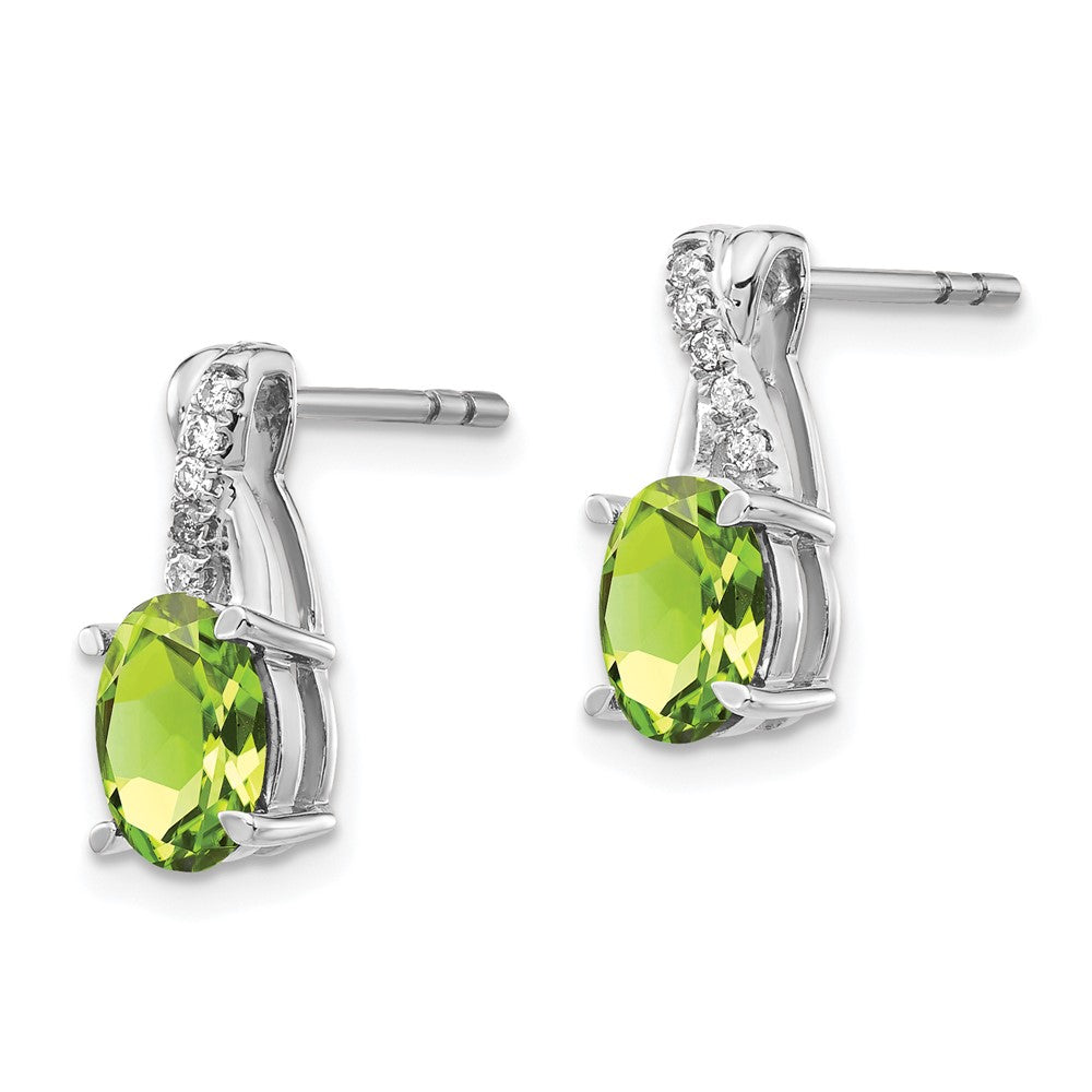 14k White Gold Peridot and Real Diamond Earrings EM4235-PE-006-WA
