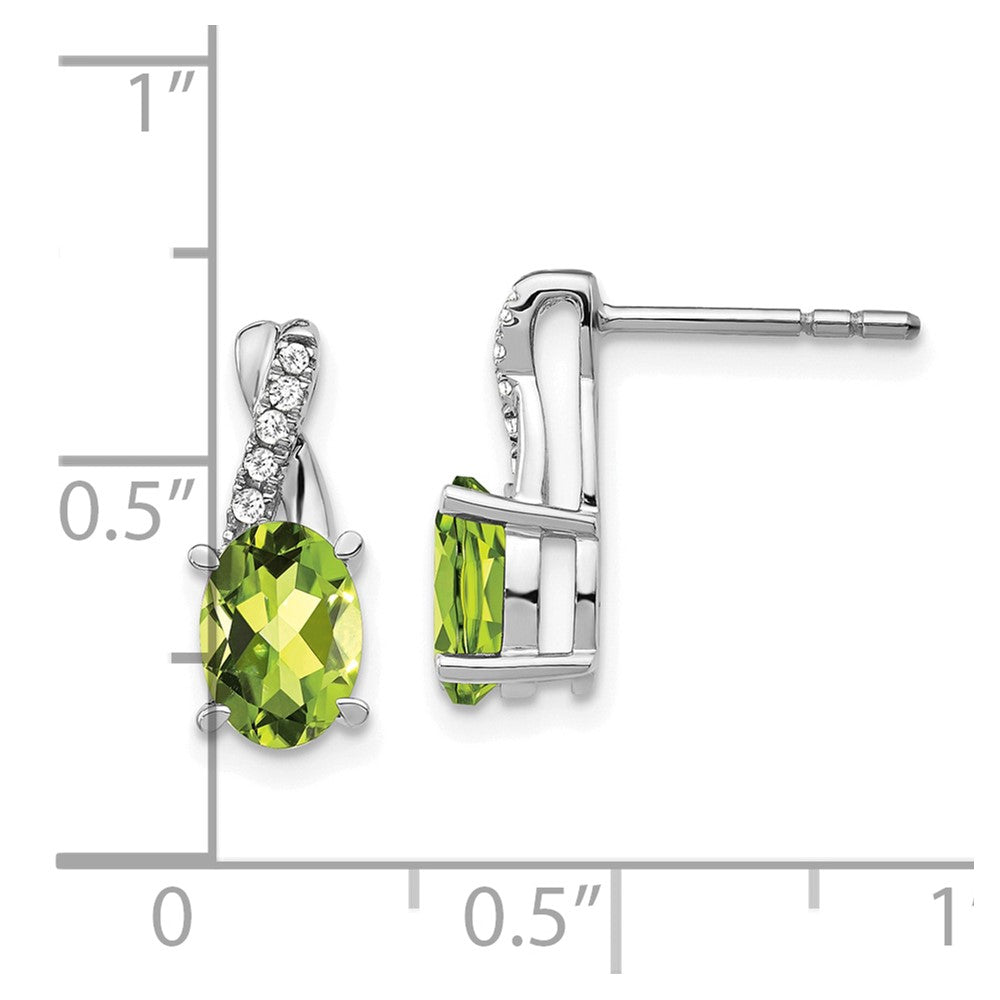 14k White Gold Peridot and Real Diamond Earrings EM4235-PE-006-WA