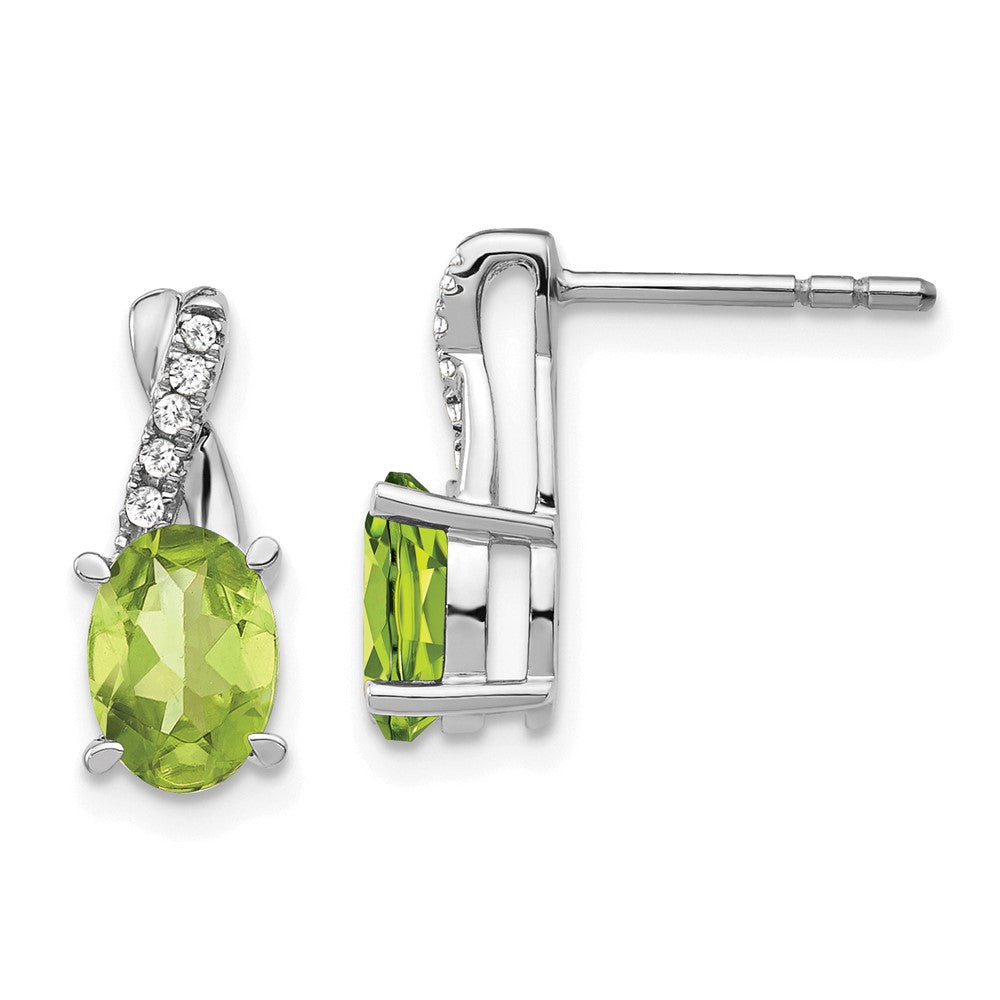 14k White Gold Peridot and Real Diamond Earrings EM4235-PE-006-WA