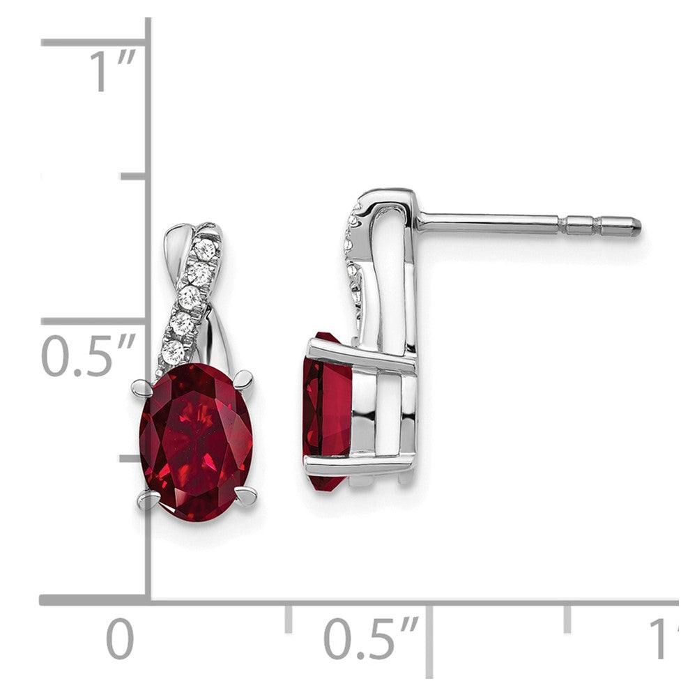 14k White Gold Ruby and Real Diamond Earrings EM4235-RU-006-WA