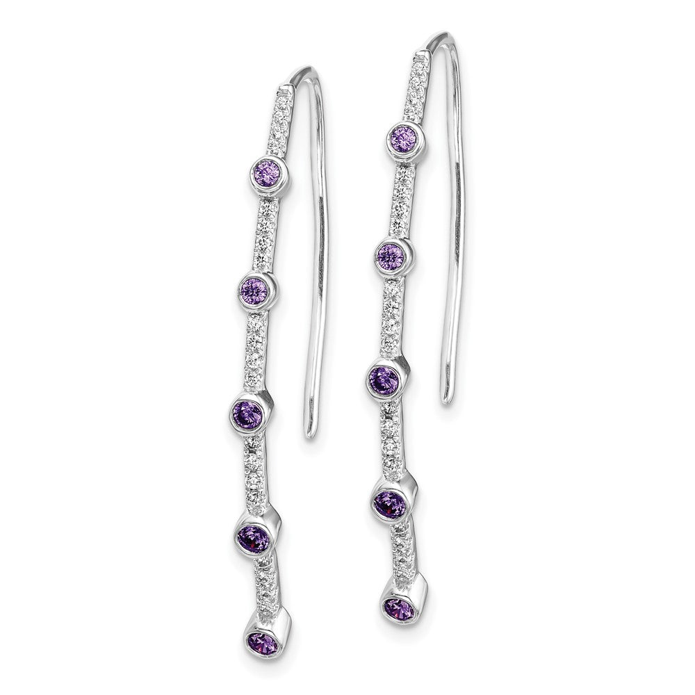14k White Gold Real Diamond and Amethyst Earrings EM4311-AM-020-WA