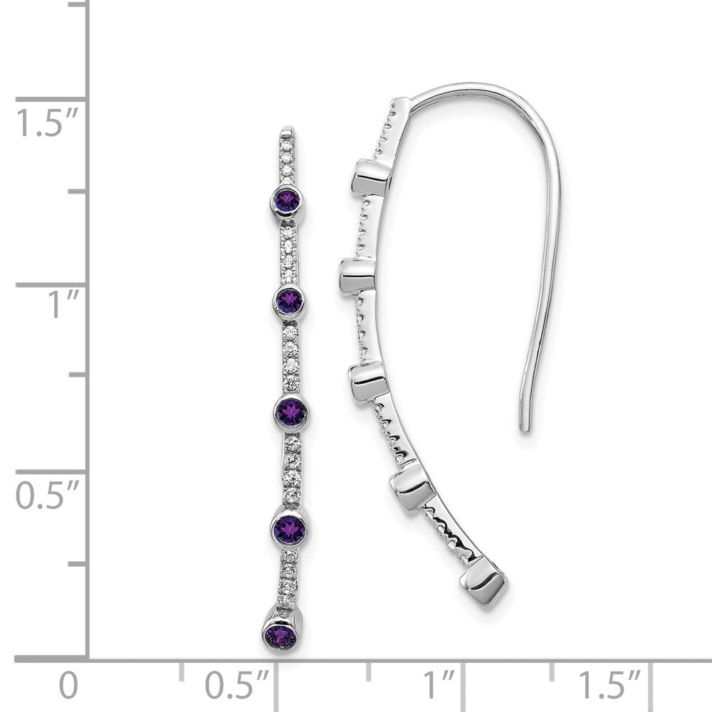 14k White Gold Real Diamond and Amethyst Earrings EM4311-AM-020-WA