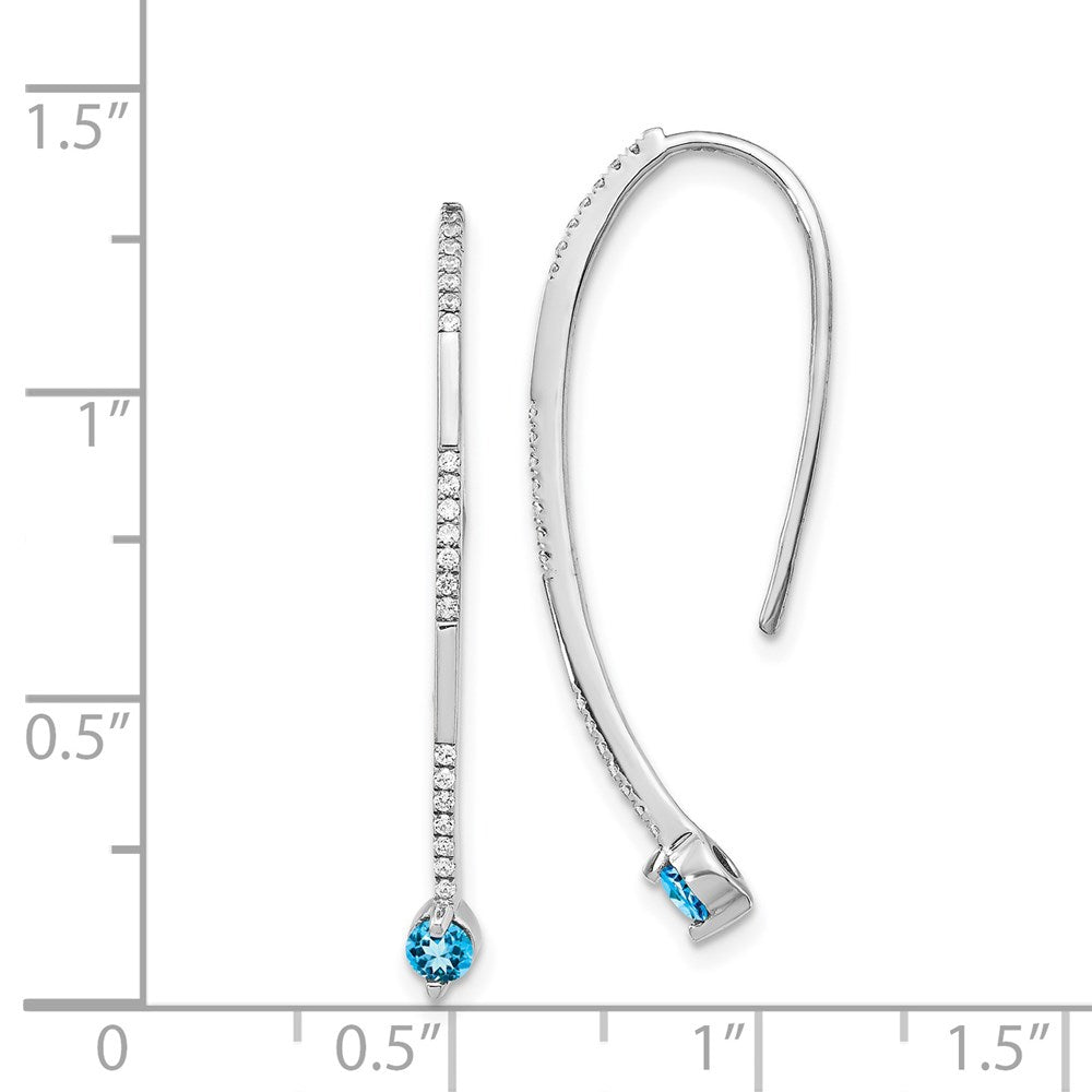 14k White Gold Real Diamond and Blue Topaz Earrings EM4314-BT-016-WA