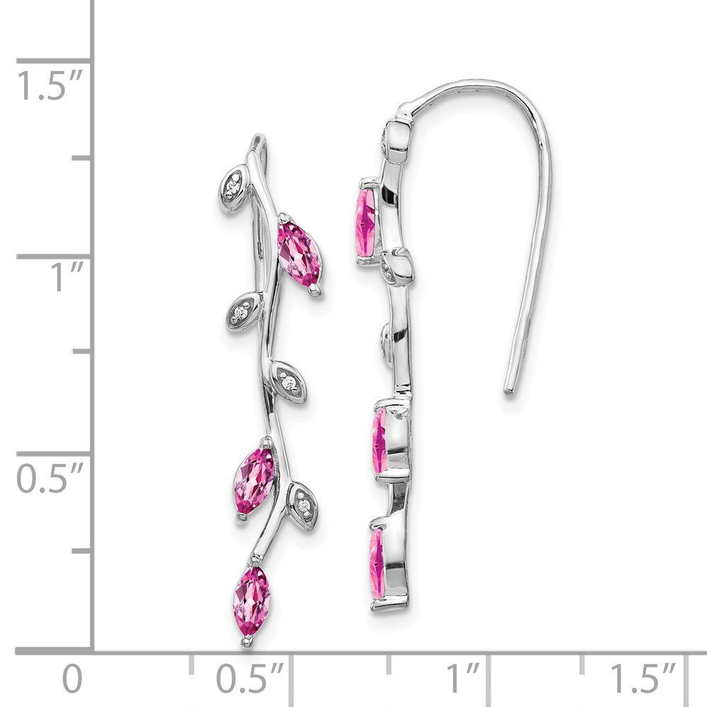 14k White Gold Real Diamond and Pink Sapphire Earrings EM4315-PS-003-WA