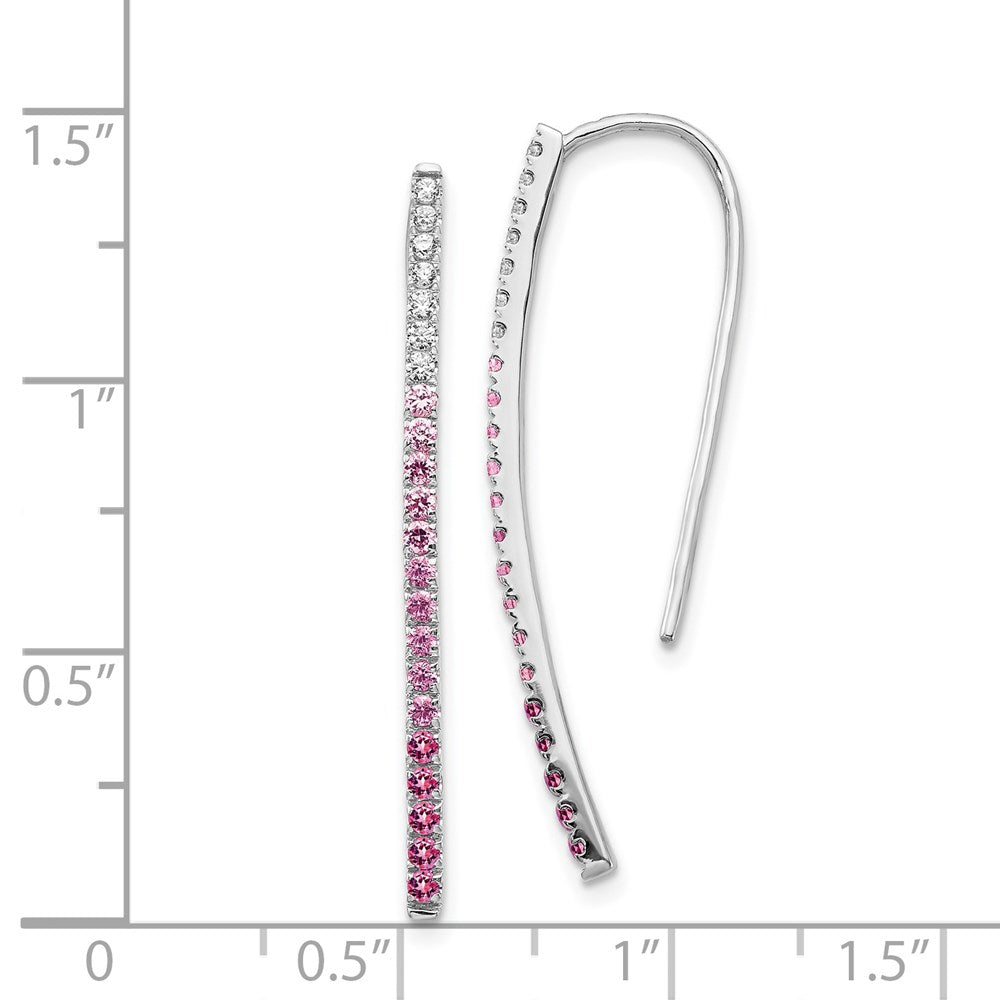 14k White Gold Real Diamond and Pink Sapphire Earrings EM4317-PS-016-WA