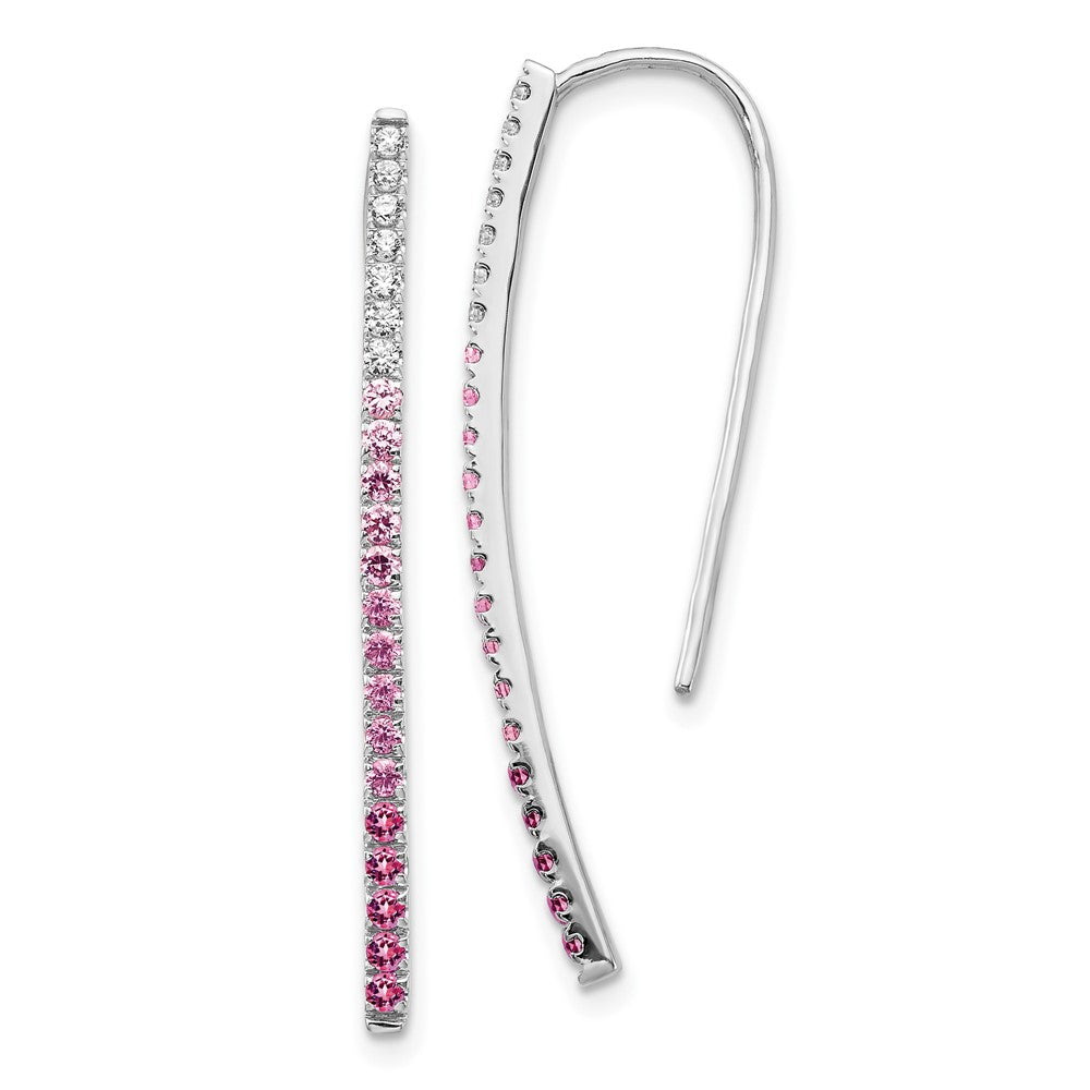 14k White Gold Real Diamond and Pink Sapphire Earrings EM4317-PS-016-WA