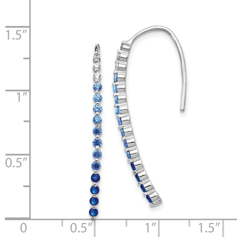 14k White Gold Real Diamond and Sapphire Earrings EM4318-SA-010-WA