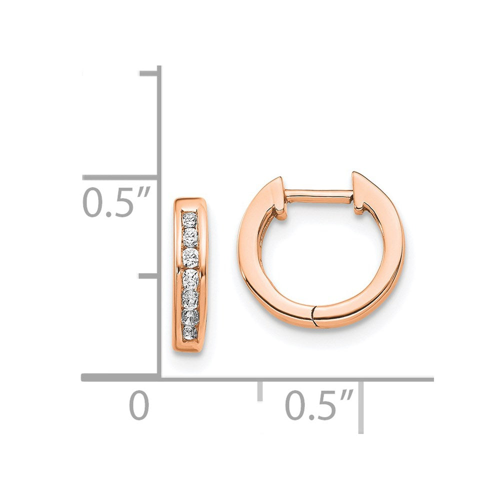 14k Rose Gold Polished Real Diamond Hinged Hoop Earrings EM5347-010-RA