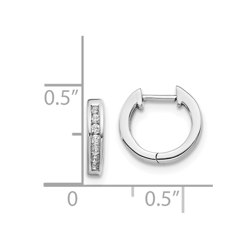 14k White Gold Real Diamond Hinged Hoop Earrings EM5347-010-WA