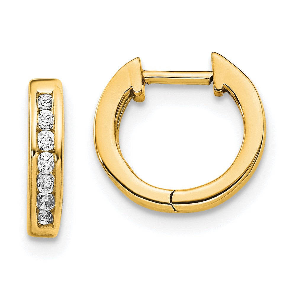 14k Yellow Gold Polished Real Diamond Hinged Hoop Earrings EM5347-010-YA