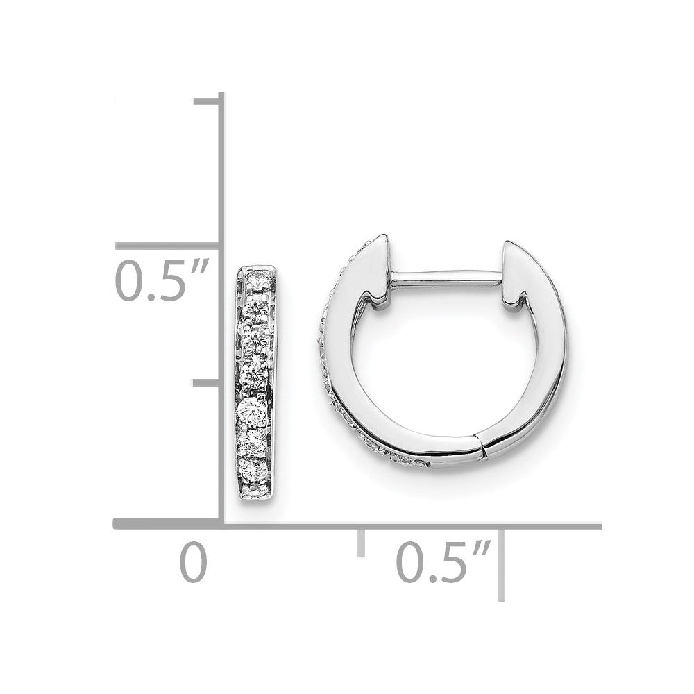14k White Gold Real Diamond Hinged Hoop Earrings EM5348-016-WA