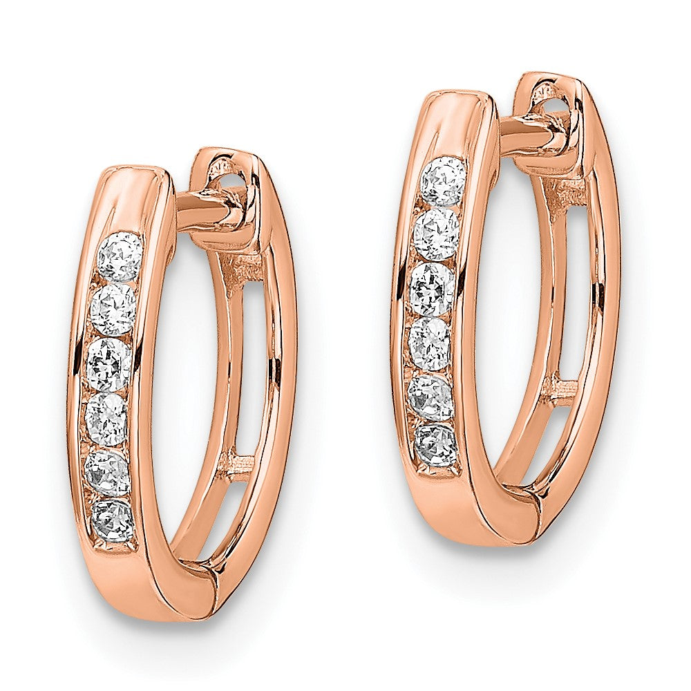 14k Rose Gold Polished Real Diamond Hinged Hoop Earrings EM5349-013-RA