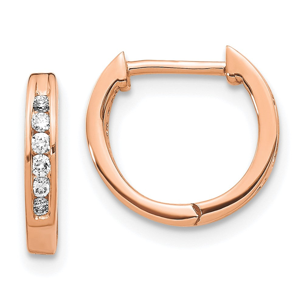 14k Rose Gold Polished Real Diamond Hinged Hoop Earrings EM5349-013-RA