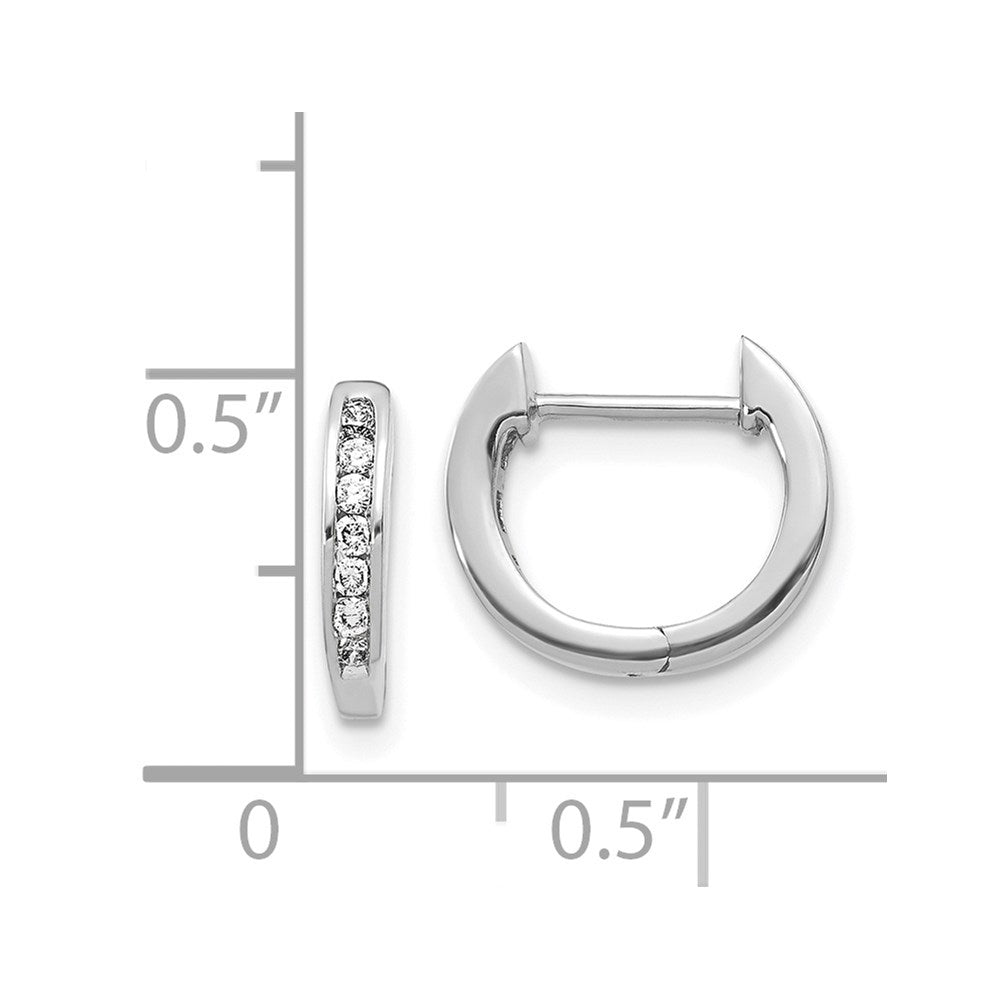 14k White Gold Polished Real Diamond Hinged Hoop Earrings EM5350-016-WA
