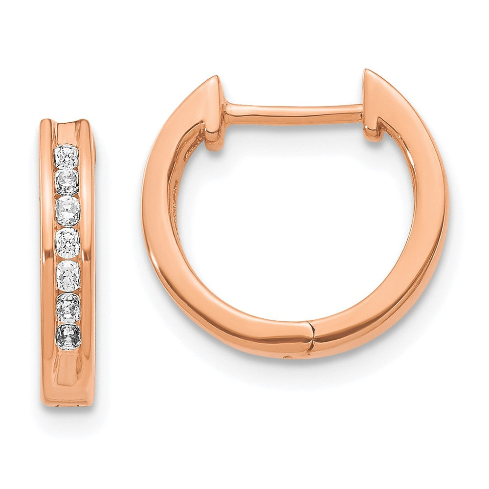 14k Rose Gold Real Diamond Hinged Hoop Earrings EM5351-020-RA