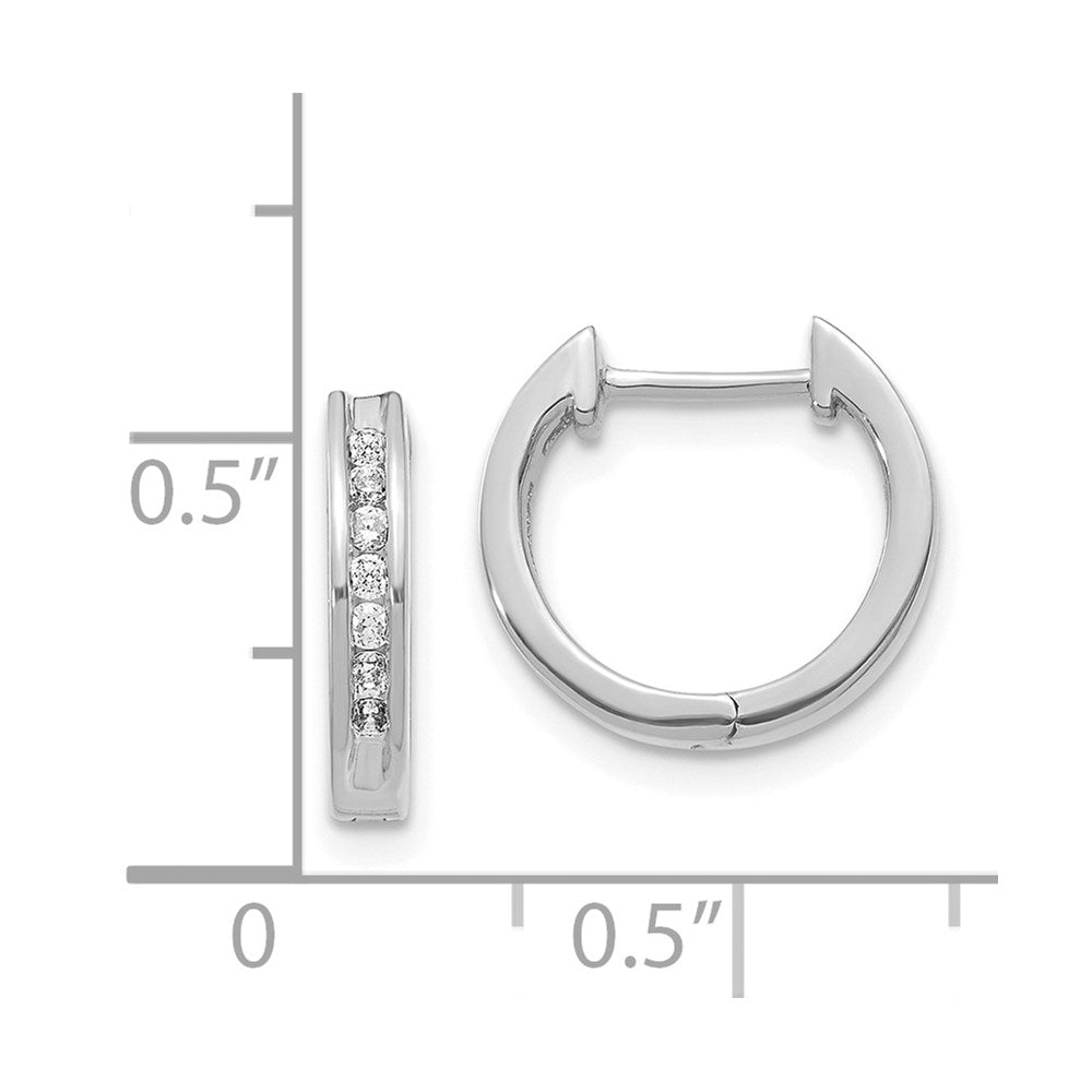 14k White Gold Real Diamond Hinged Hoop Earrings EM5351-020-WA