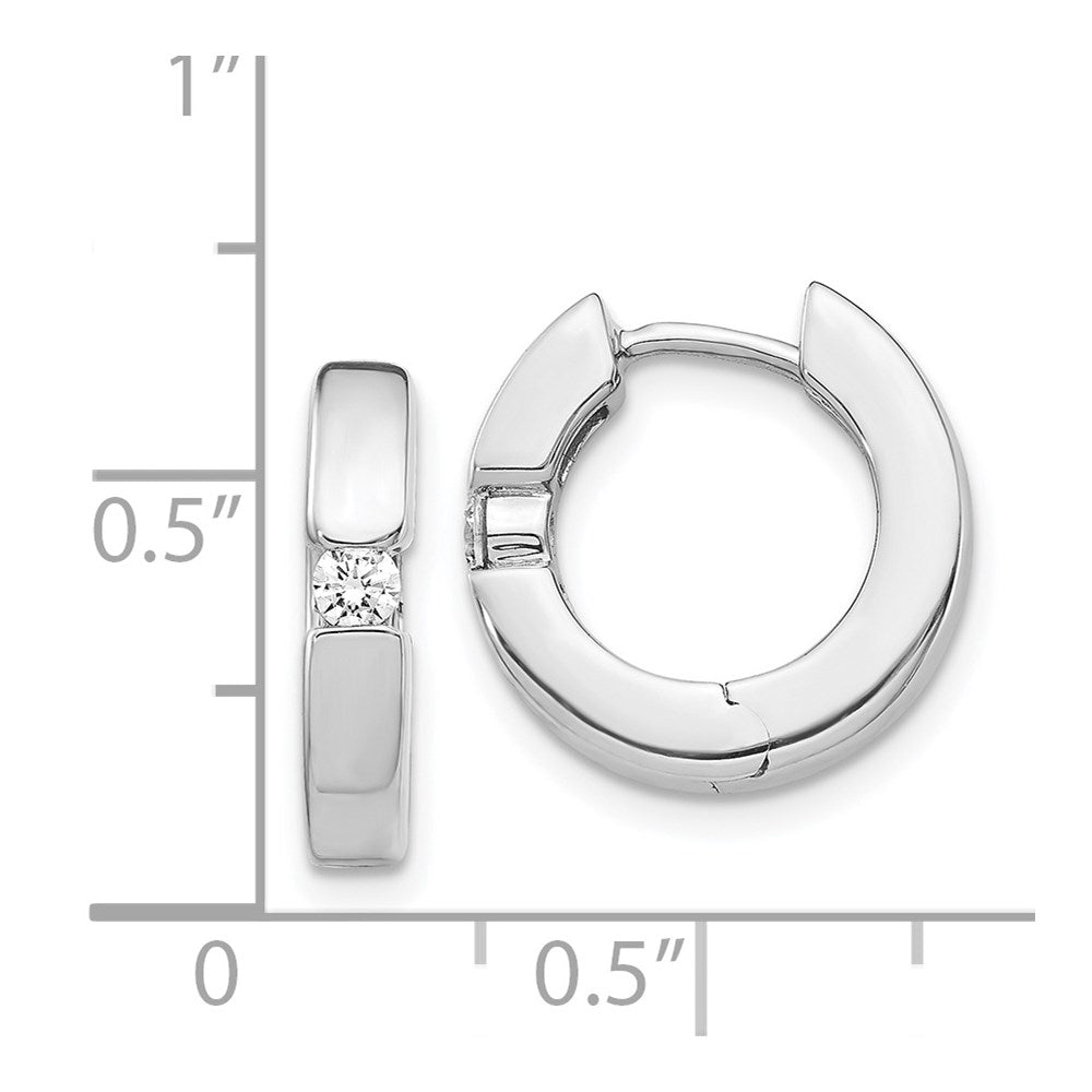 14k White Gold AA Real Diamond Hinged Hoop Earrings EM5354-016-WA
