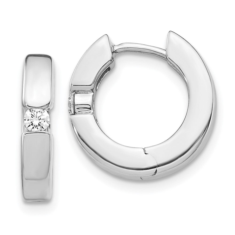 14k White Gold AA Real Diamond Hinged Hoop Earrings EM5354-016-WA