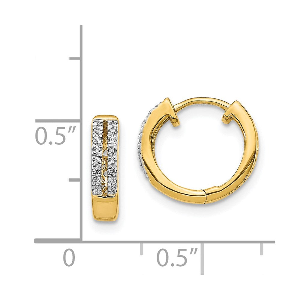 14k Yellow Gold Real Diamond Hinged Round Hoop Earrings EM5375-010-YA