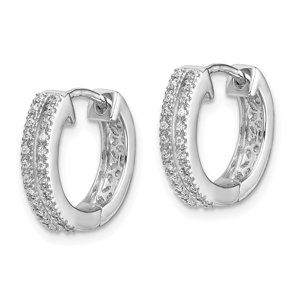14k White Gold Real Diamond Hinged Round Hoop Earrings EM5381-016-WA