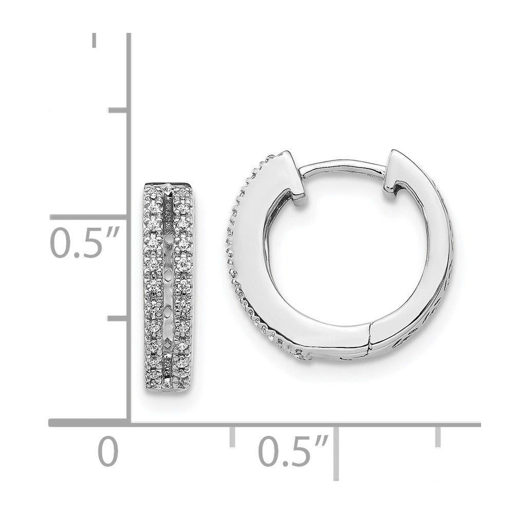 14k White Gold Real Diamond Hinged Round Hoop Earrings EM5381-016-WA