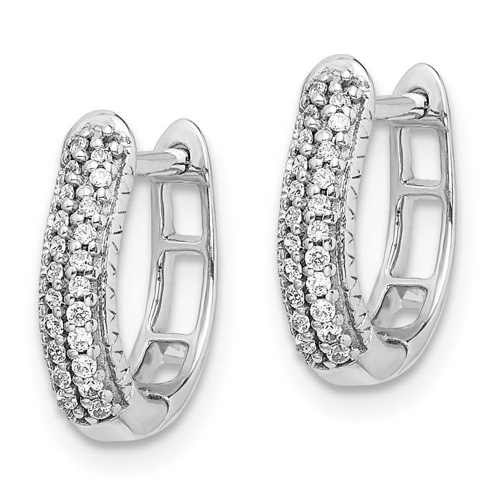 14k White Gold Polished Real Diamond Hinged Hoop Earrings EM5385-016-WA