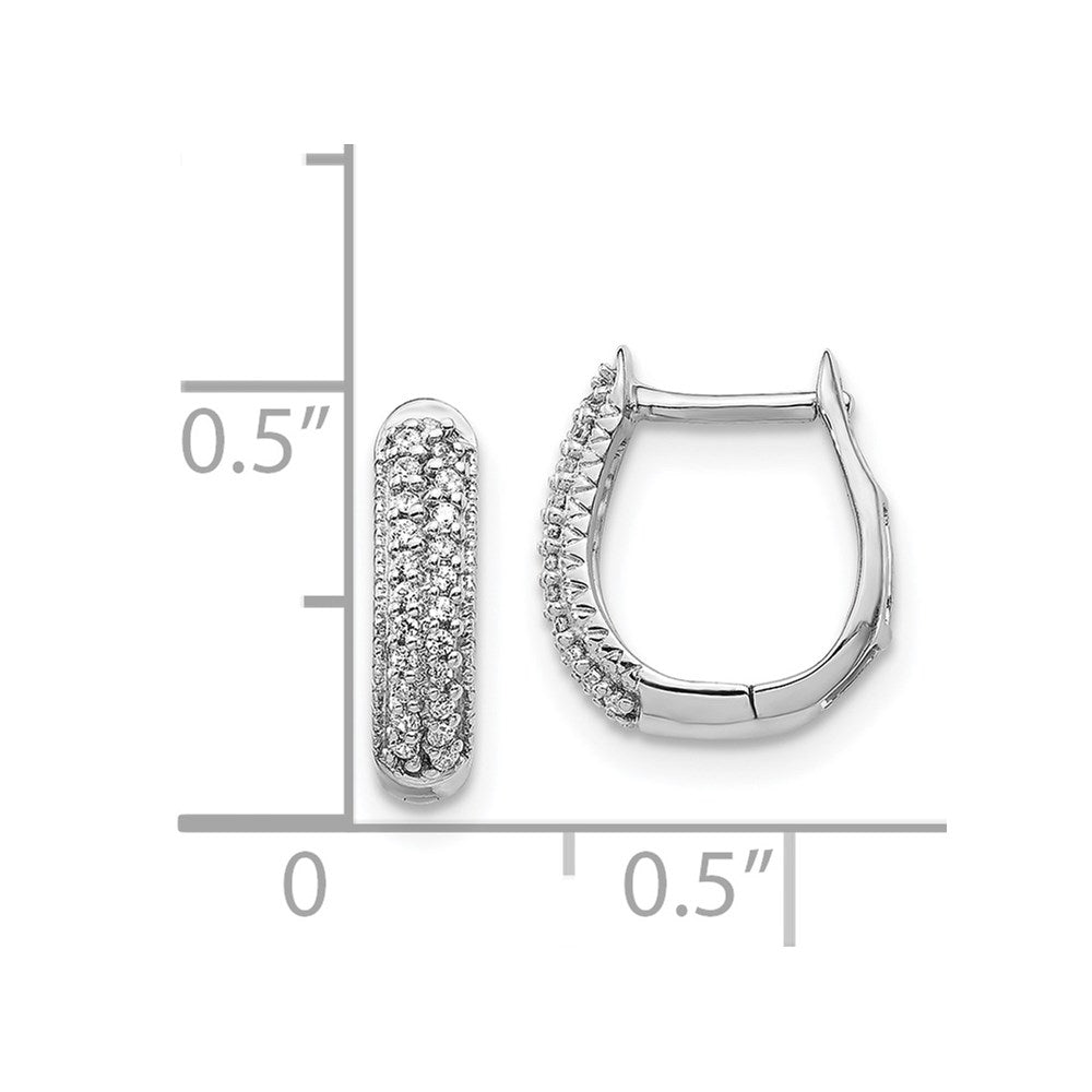 14k White Gold Polished Real Diamond Hinged Hoop Earrings EM5385-016-WA