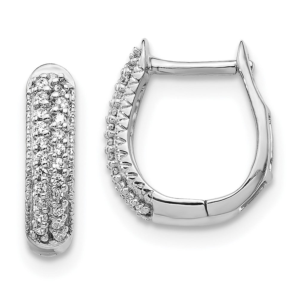 14k White Gold Polished Real Diamond Hinged Hoop Earrings EM5385-016-WA